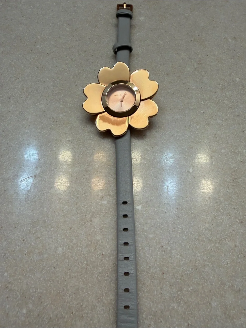 Michael Kors Mena Watch Rose Gold Floral Face Leather Bracelet